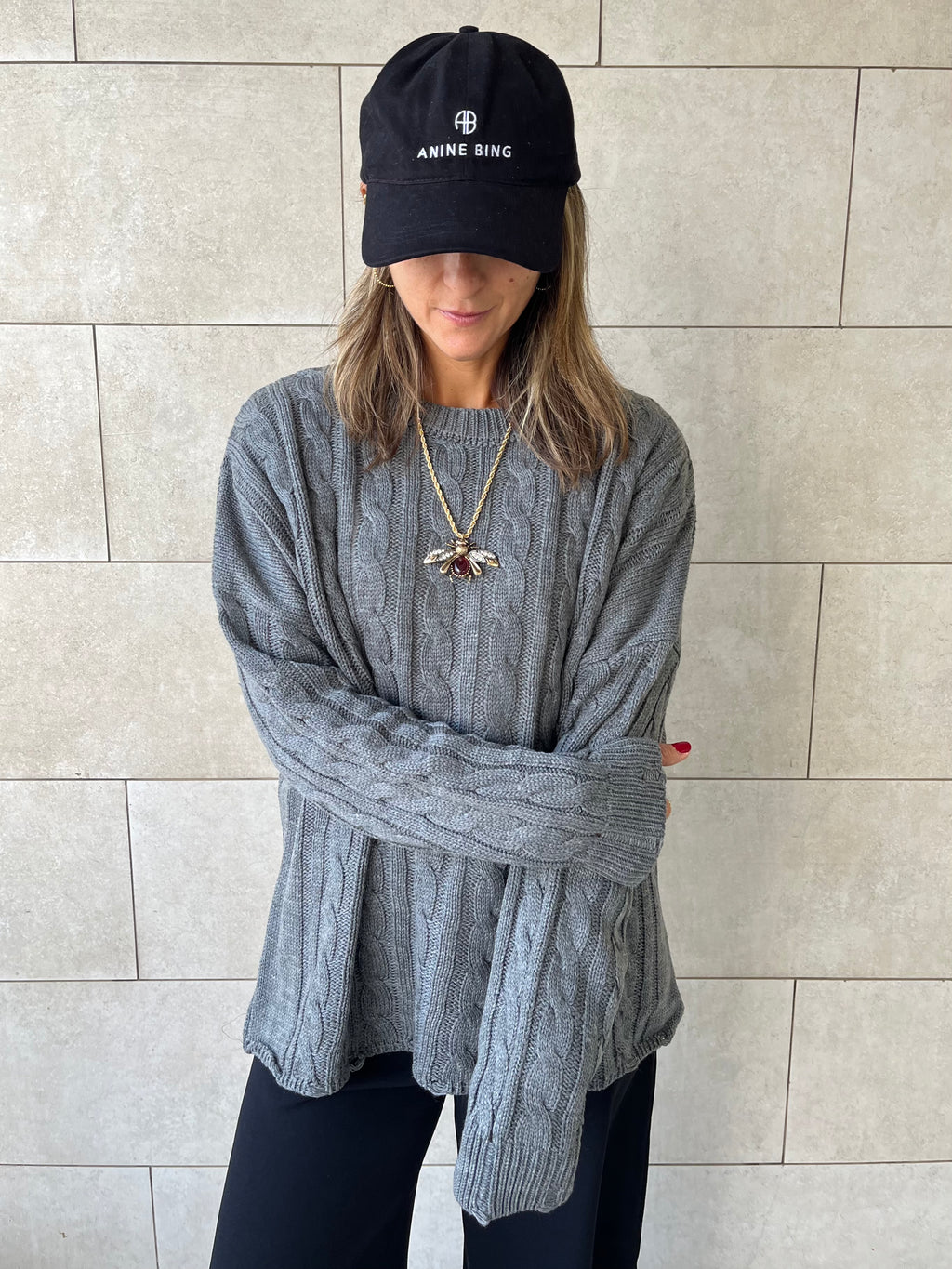 Grey Cableknit Pullover