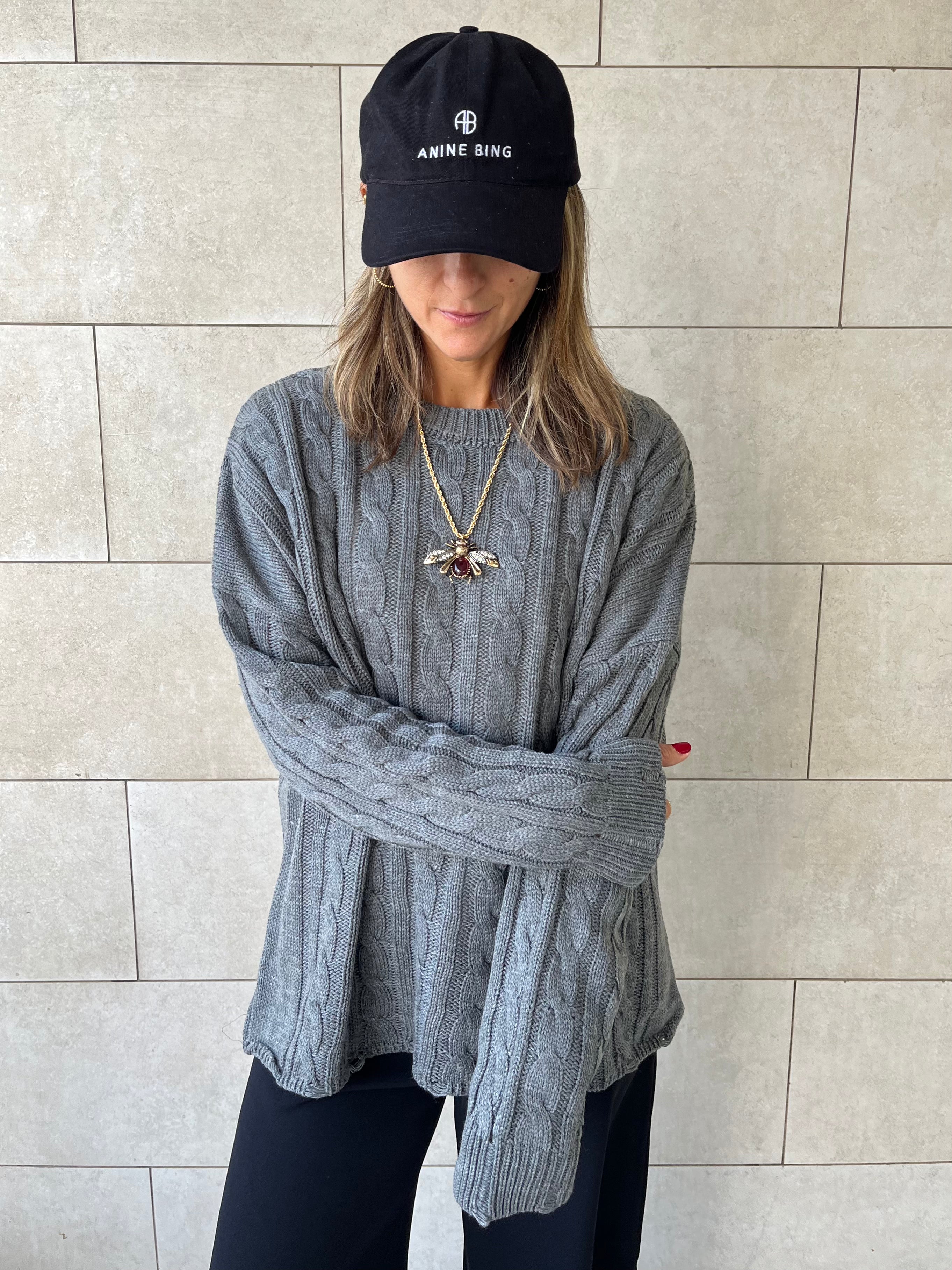 Grey Cableknit Pullover