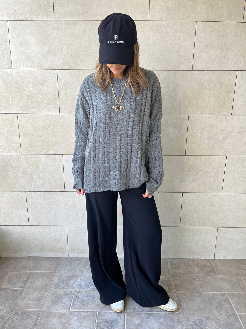 Grey Cableknit Pullover