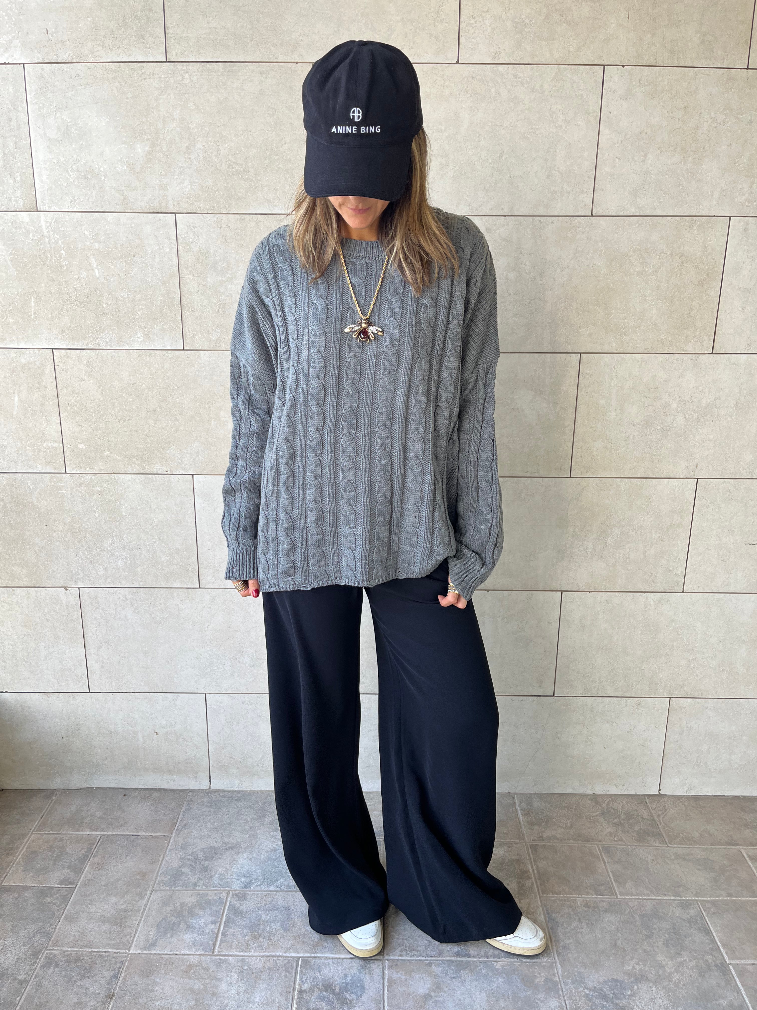 Grey Cableknit Pullover