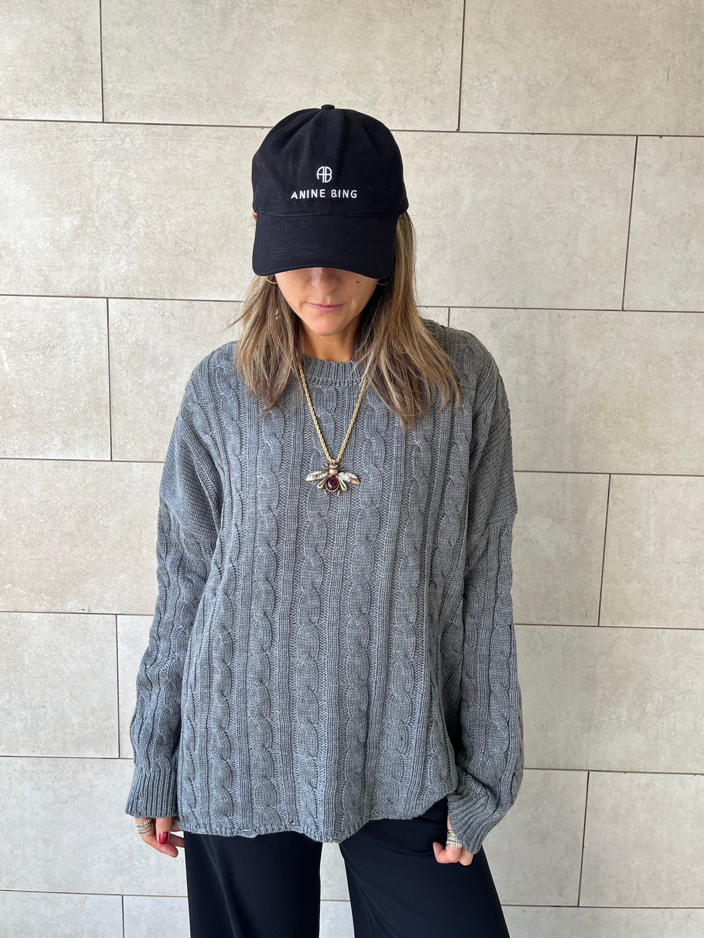 Grey Cableknit Pullover