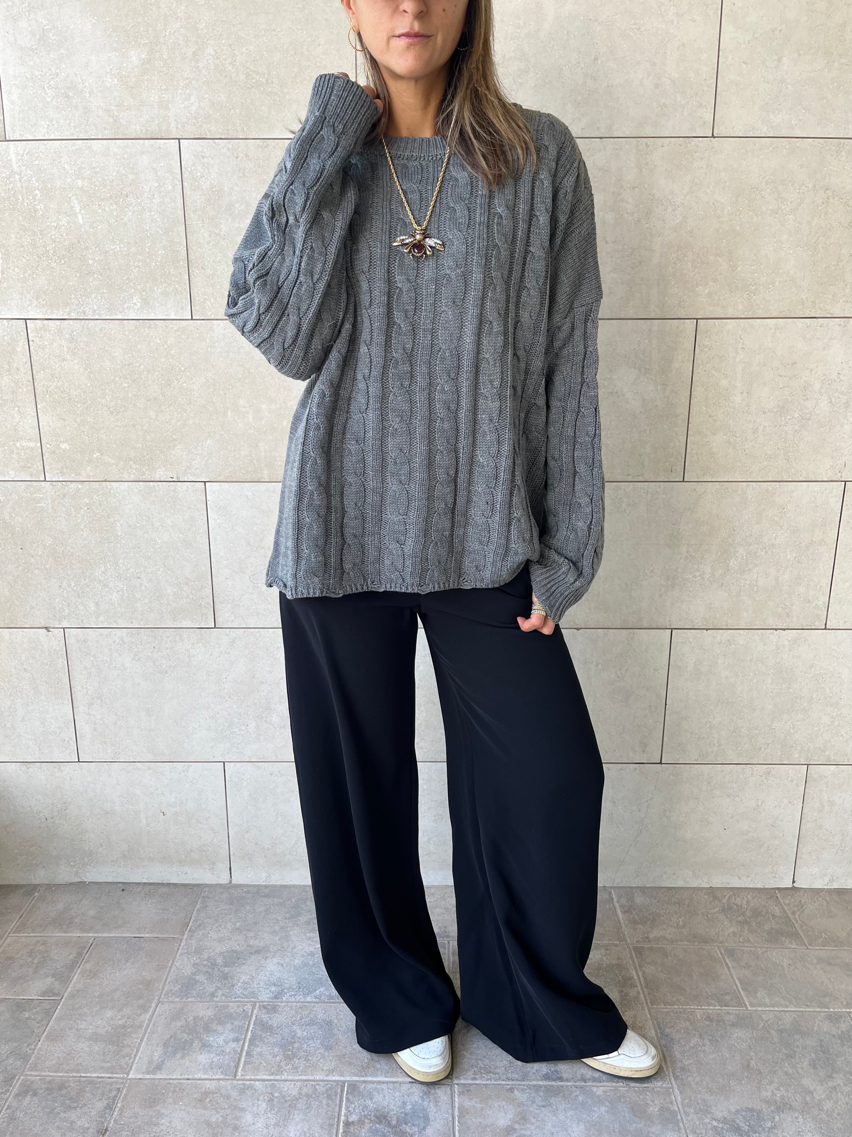 Grey Cableknit Pullover