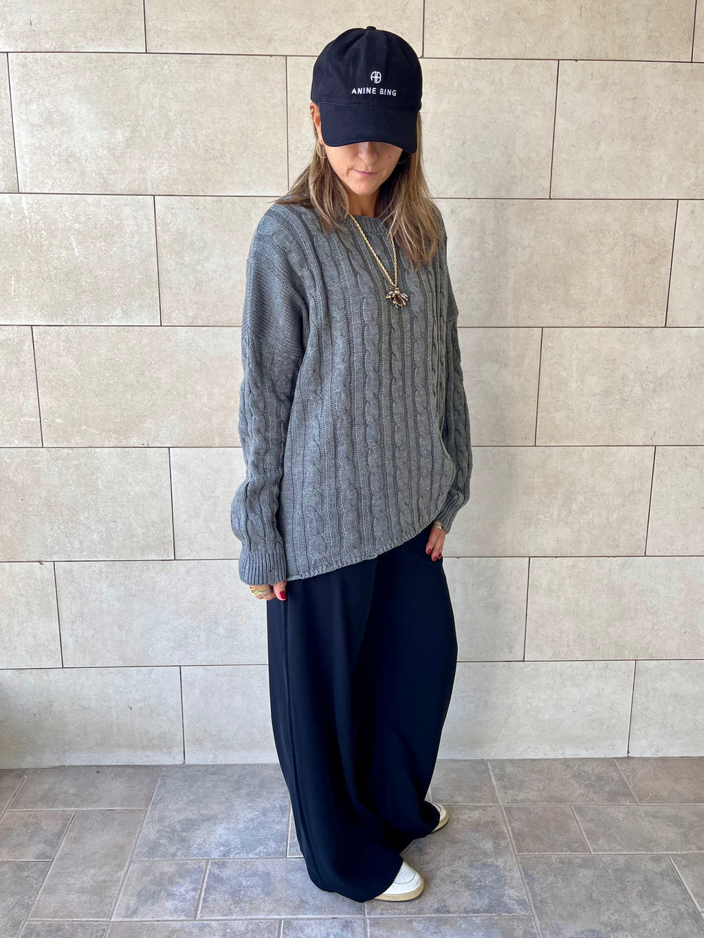 Grey Cableknit Pullover