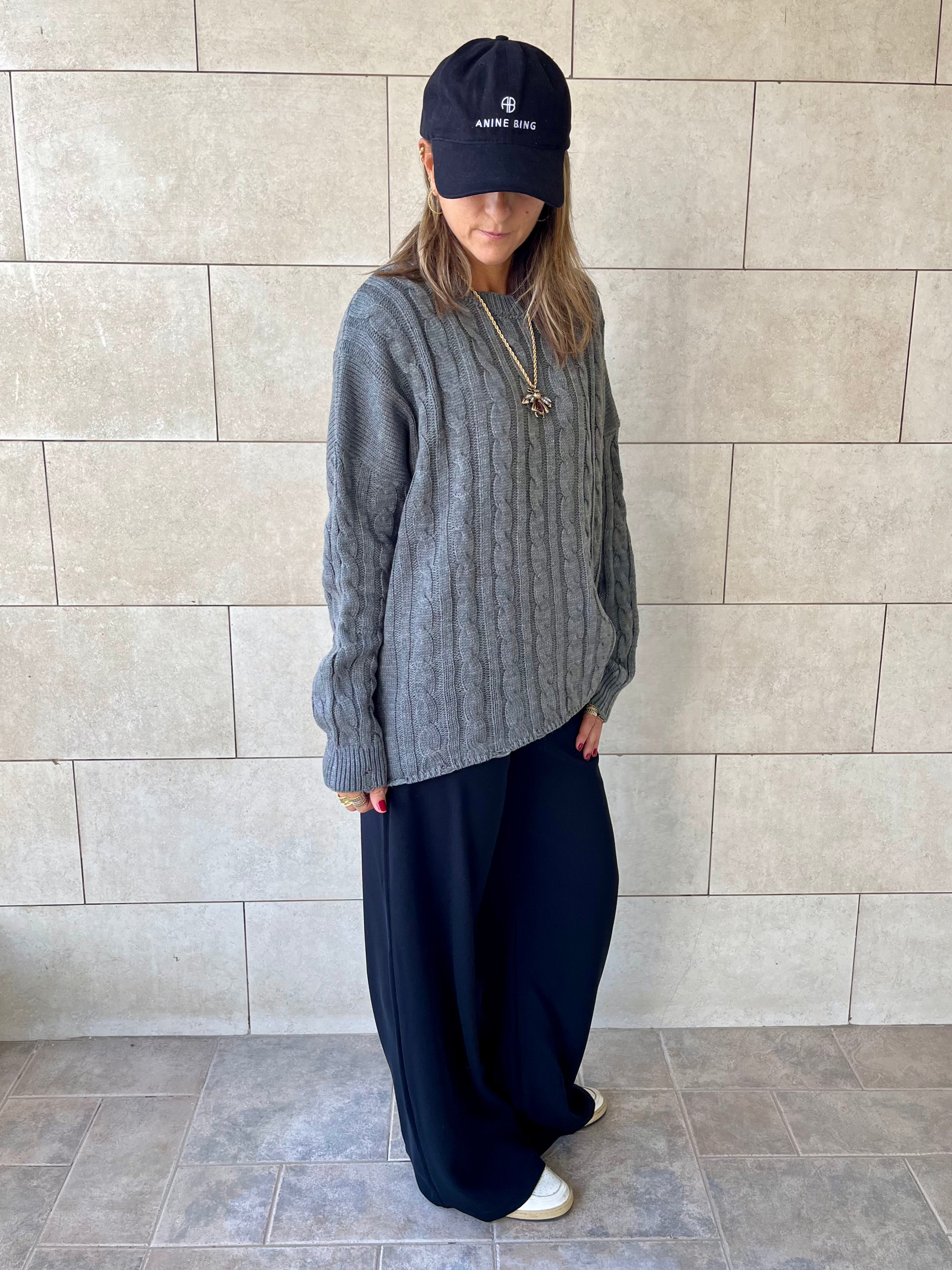 Grey Cableknit Pullover