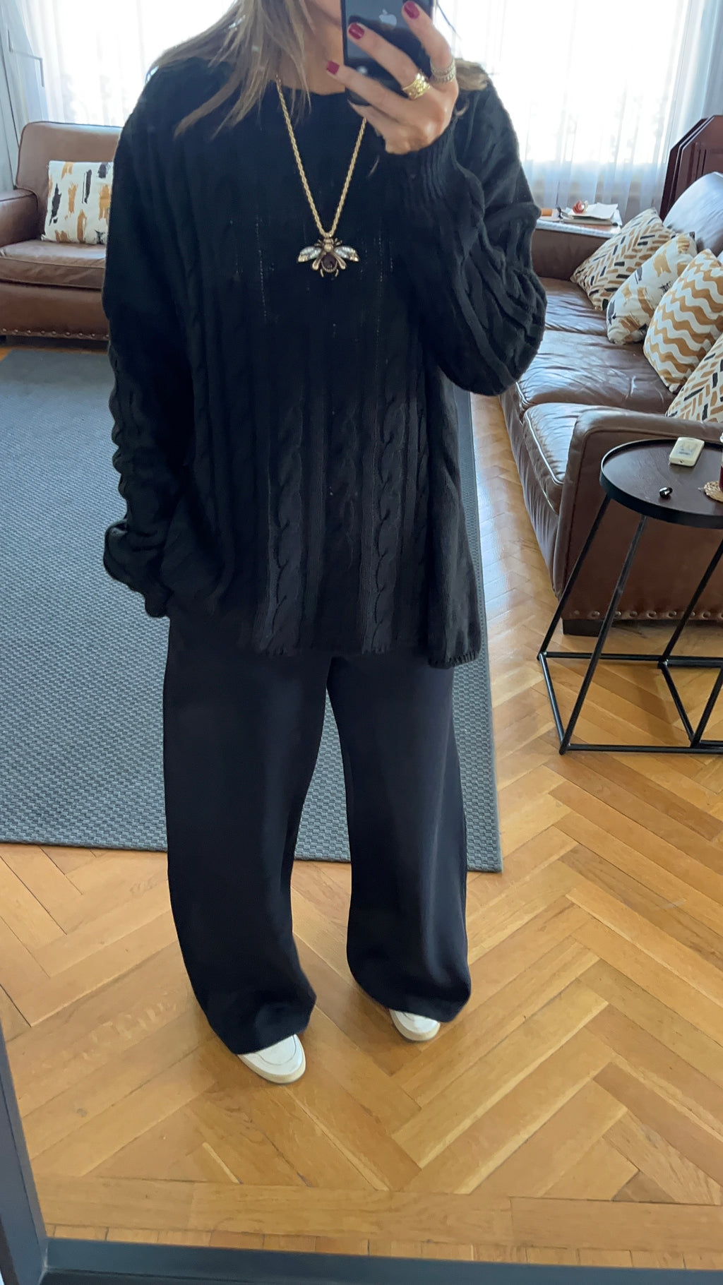 Black Cableknit Pullover