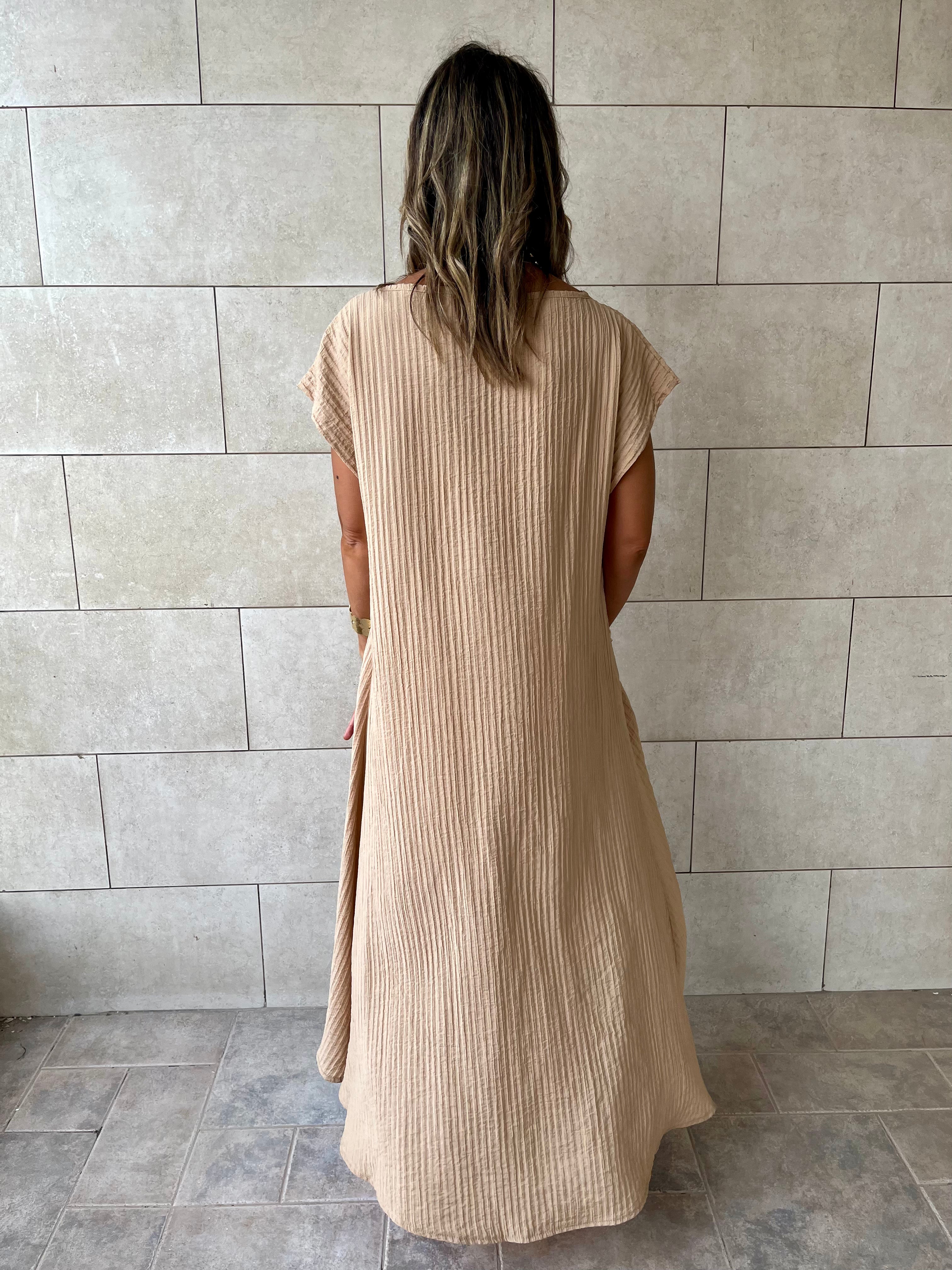 Beige High Low Breeze Top