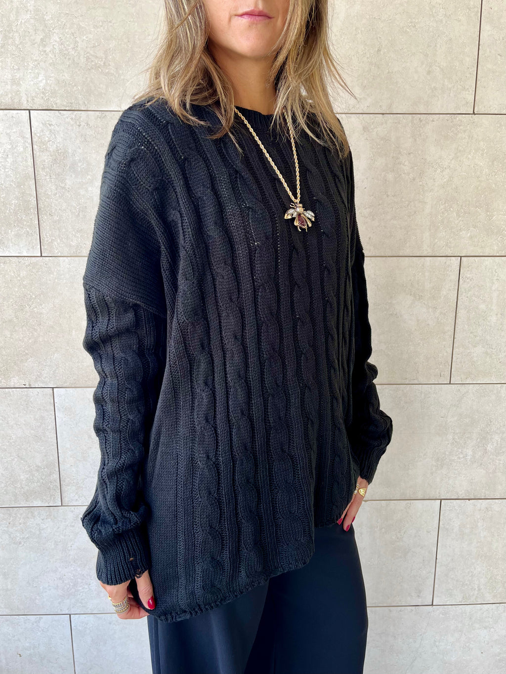 Black Cableknit Pullover