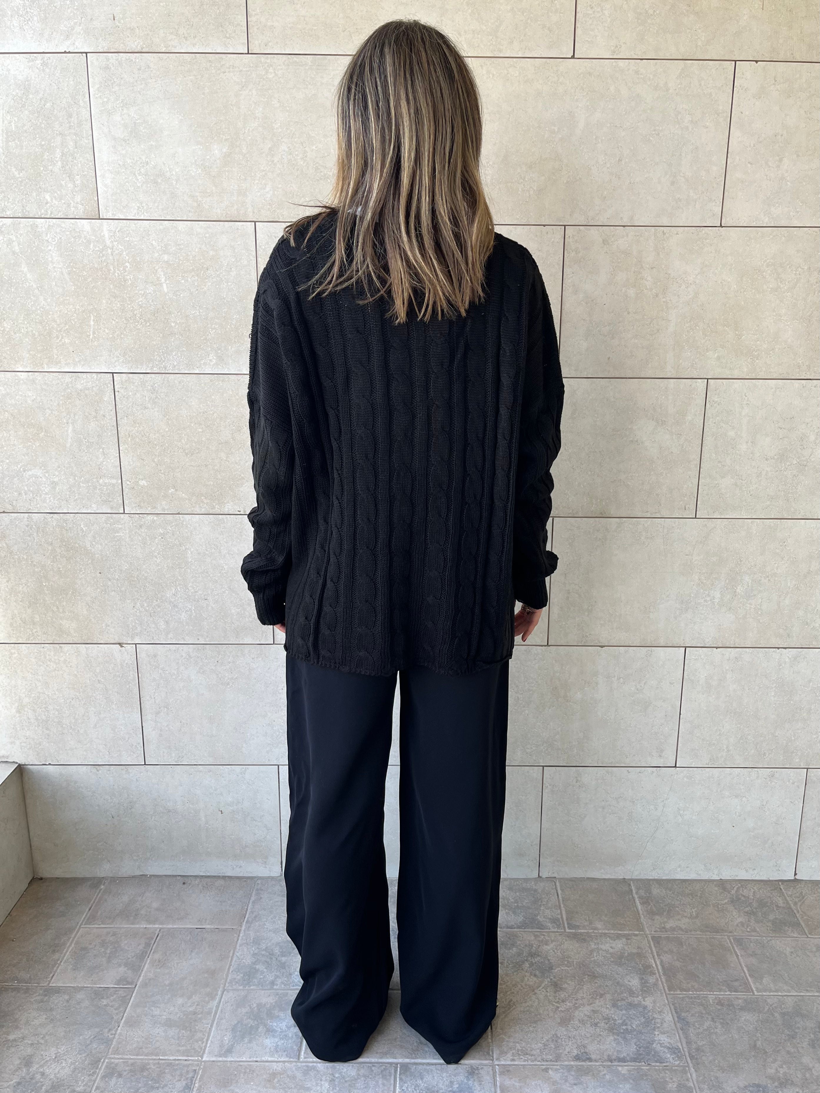 Black Cableknit Pullover
