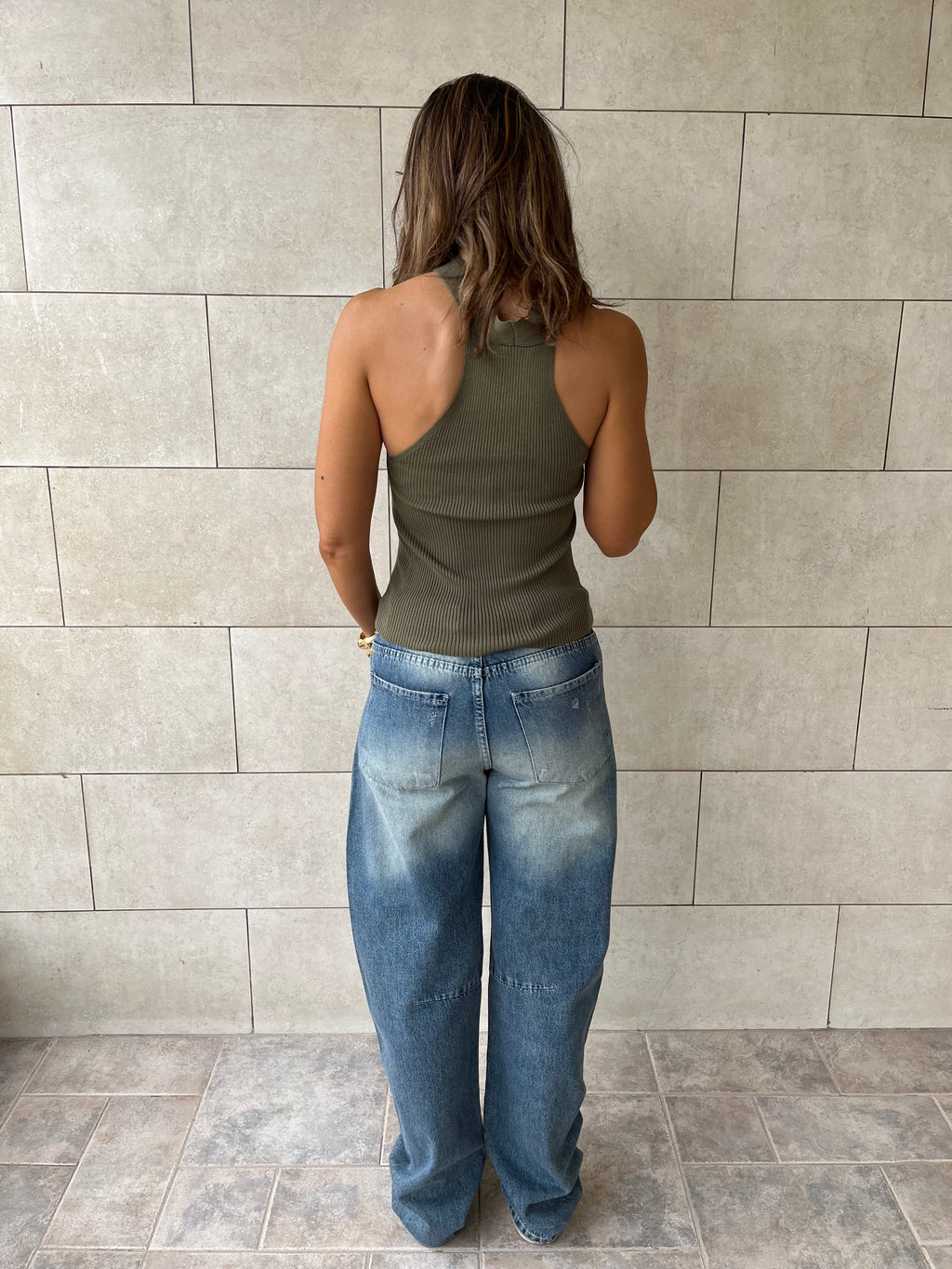 Olive Criss Cross Tank Top