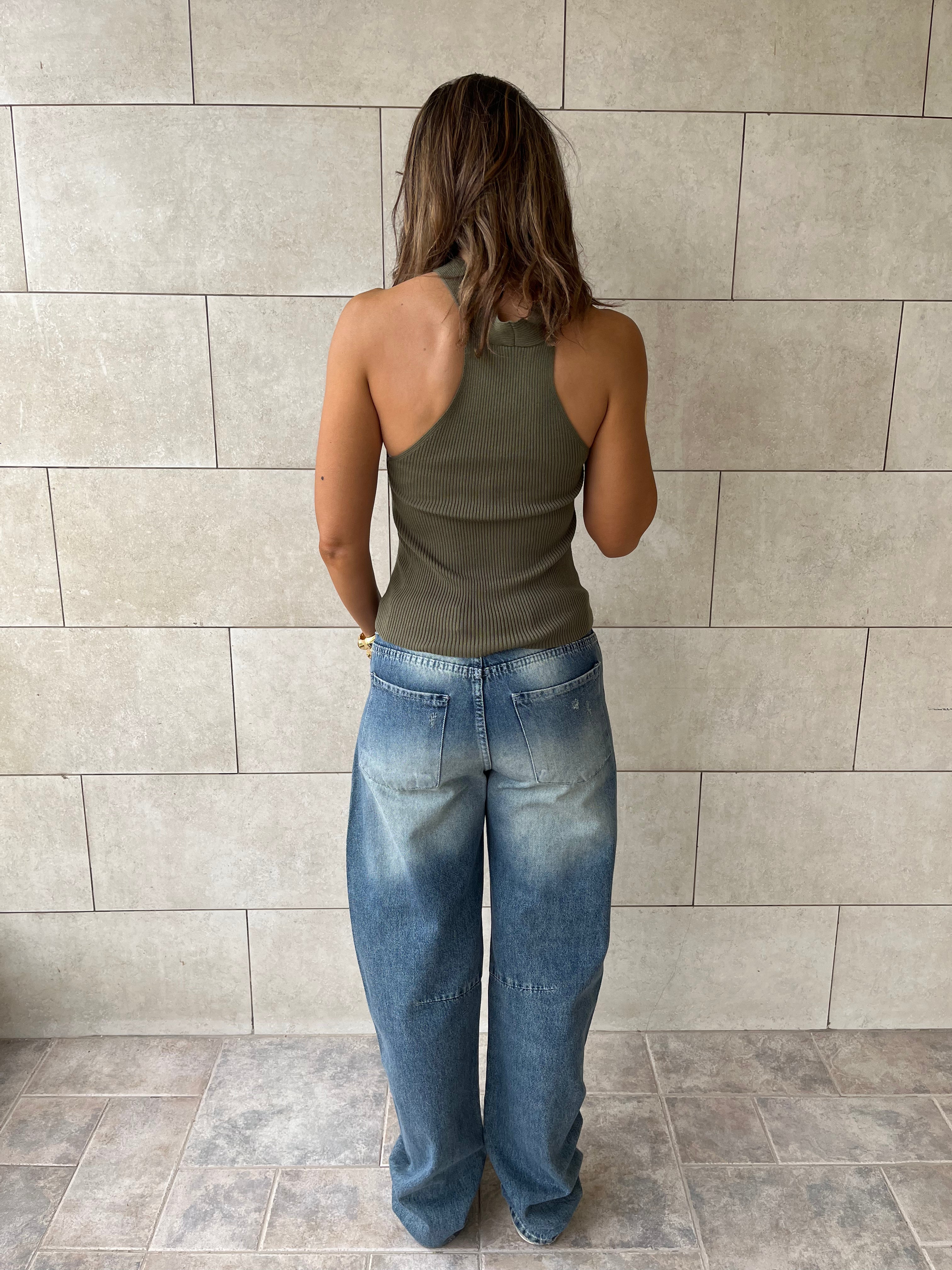 Olive Criss Cross Tank Top