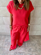 Watermelon Elastic Rope Crinkle Pants