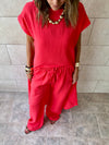 Watermelon Elastic Rope Crinkle Pants