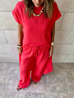 Watermelon Elastic Rope Crinkle Pants