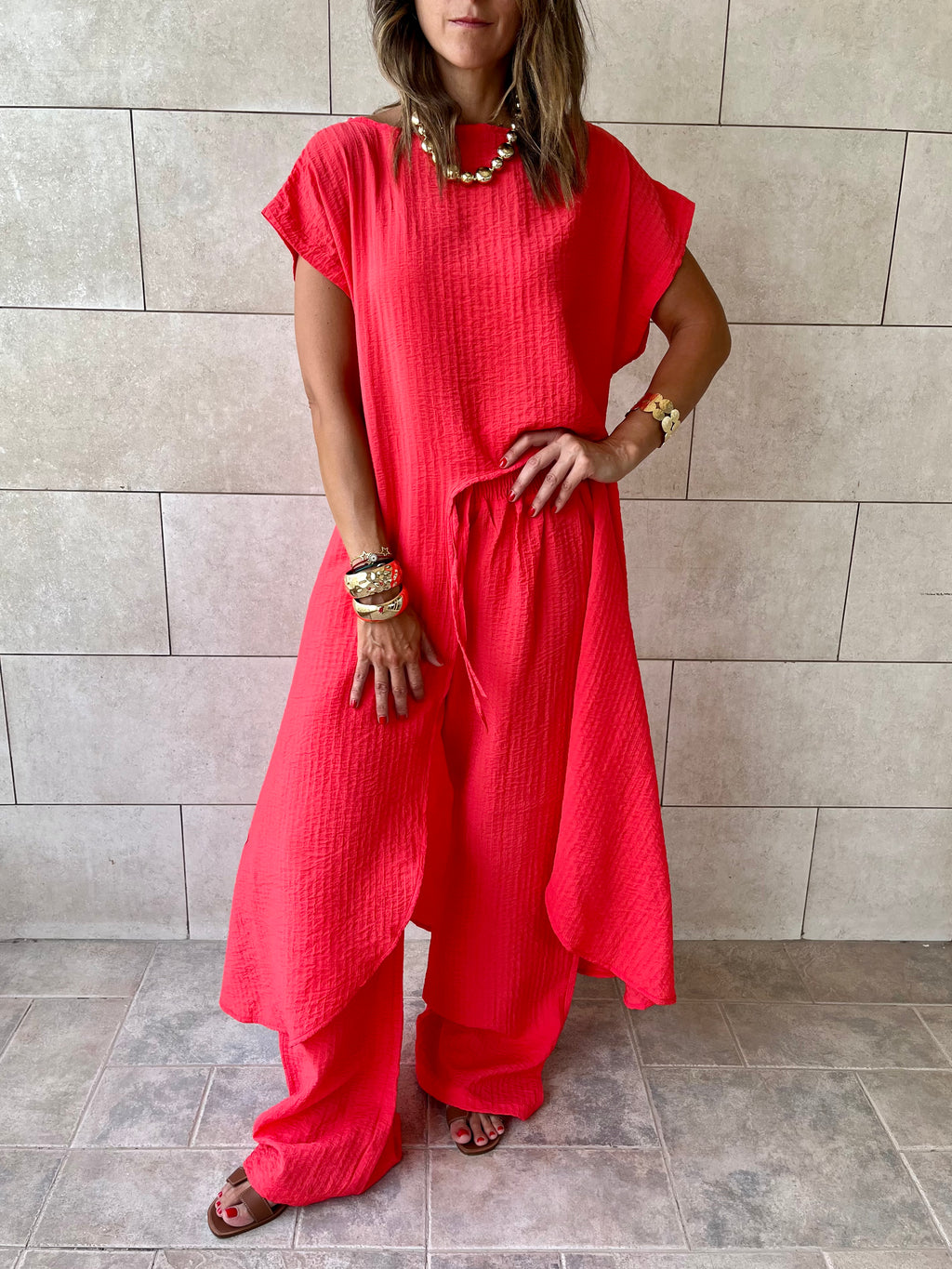 Watermelon High Low Breeze Top