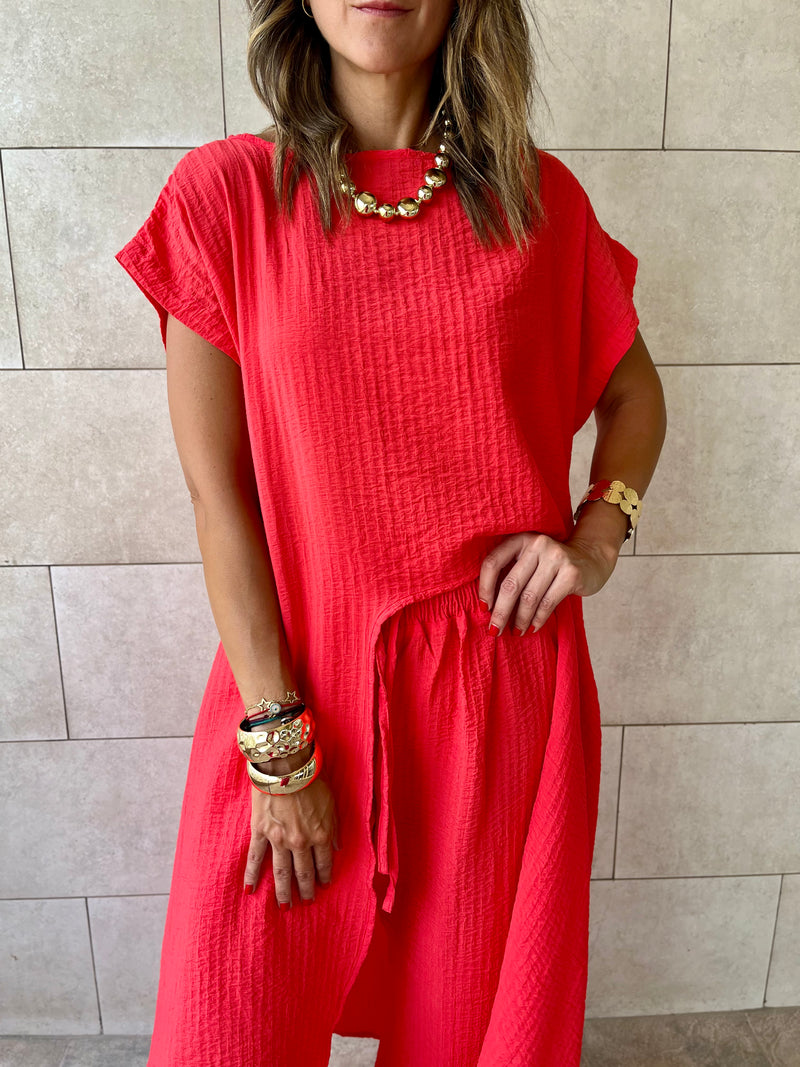 Watermelon High Low Breeze Top