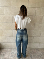Distressed Cargo Waist Jeans