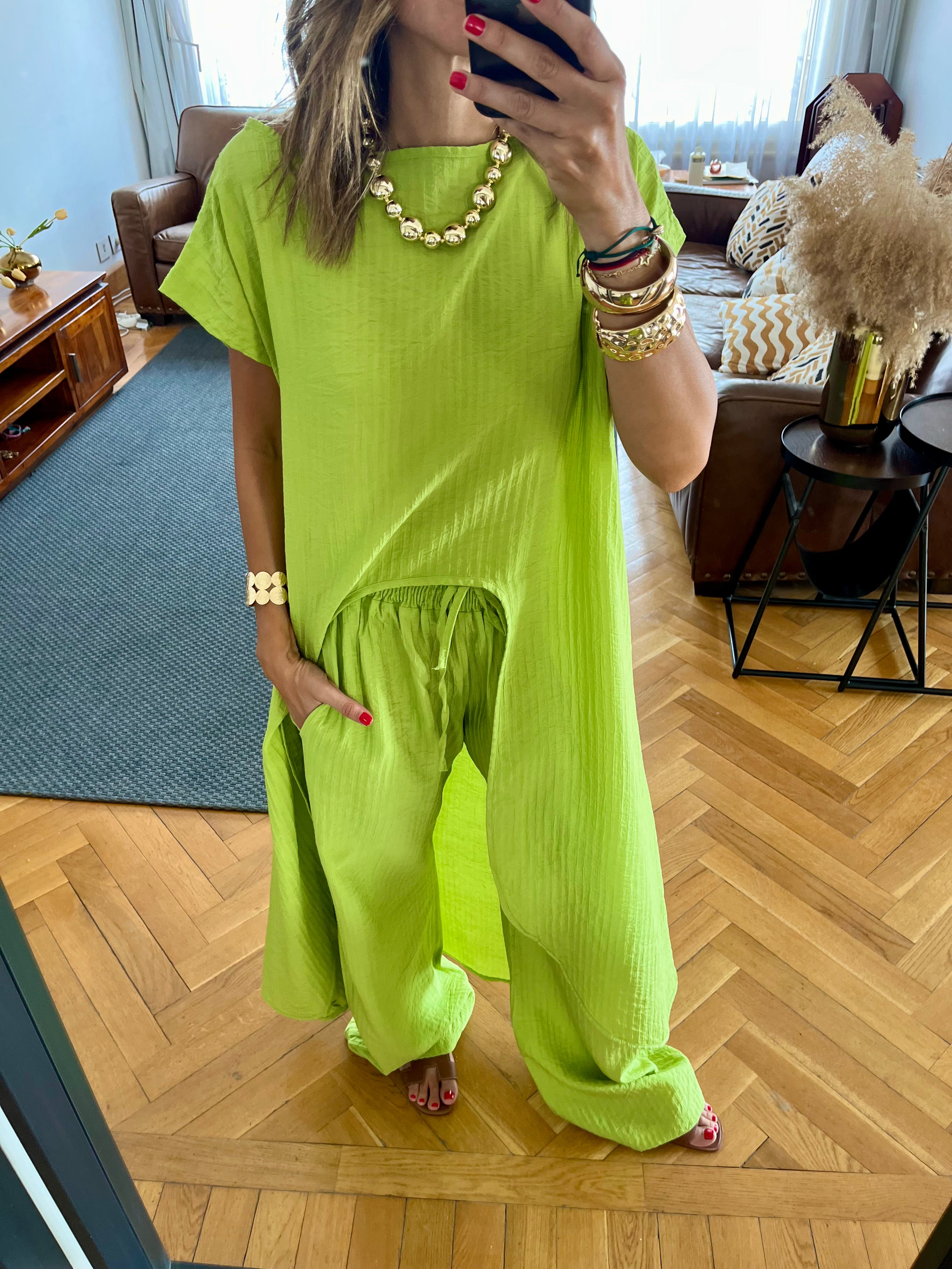 Lime High Low Breeze Top