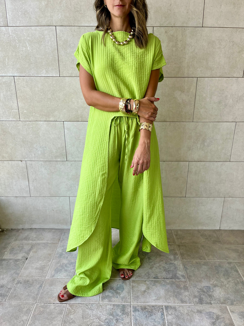 Lime High Low Breeze Top