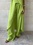 Lime Elastic Rope Crinkle Pants