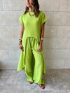 Lime Elastic Rope Crinkle Pants