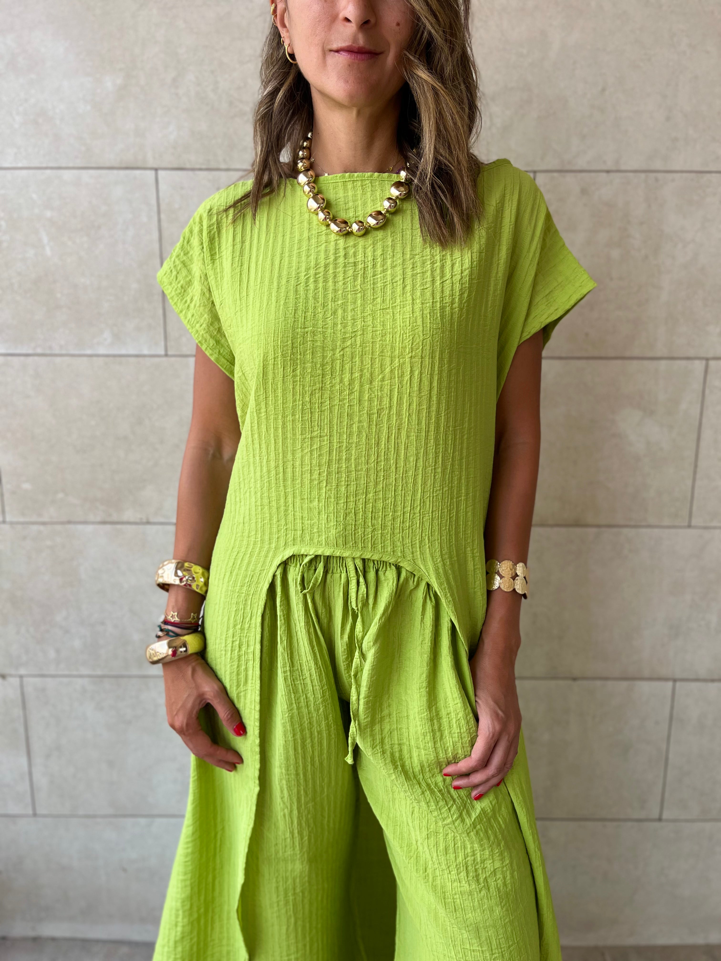 Lime High Low Breeze Top