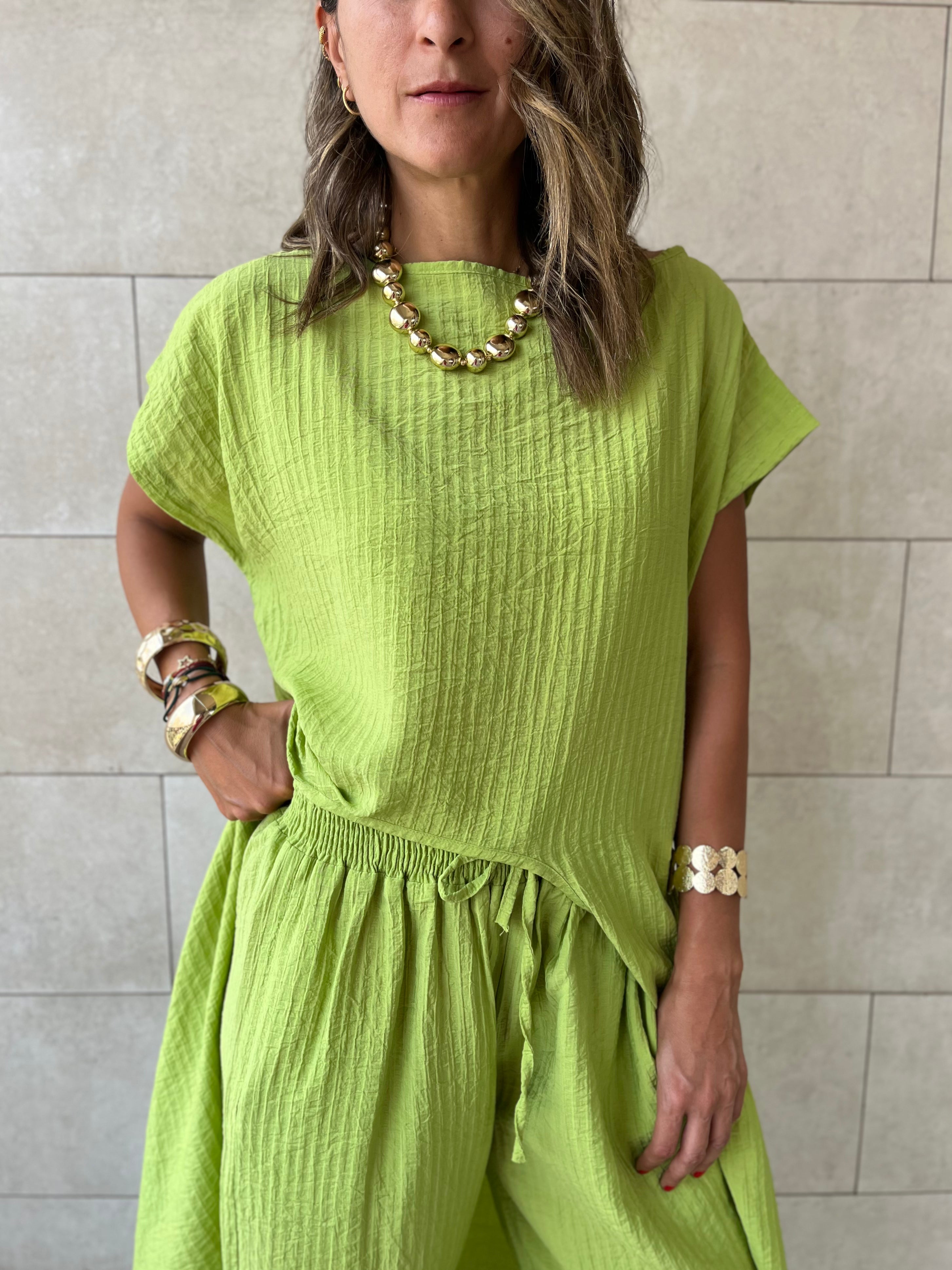 Lime High Low Breeze Top