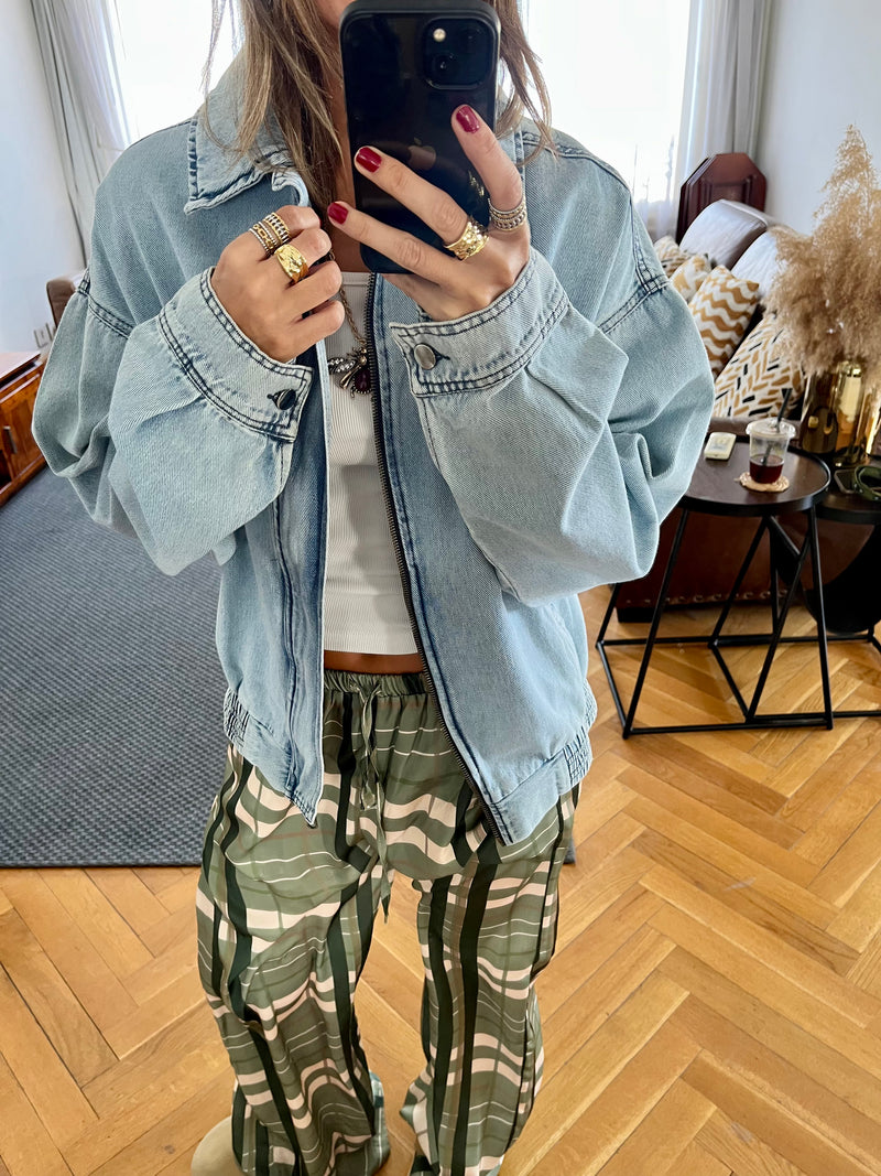 Frillu Denim Bomber Jacket