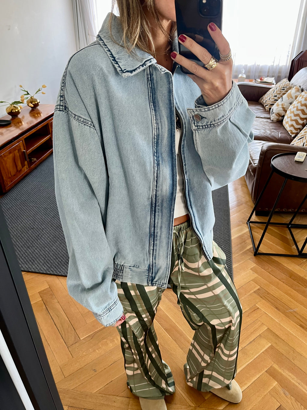 Frillu Denim Bomber Jacket