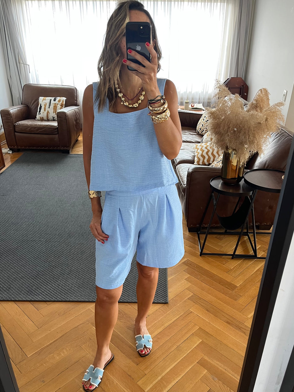 Baby Blue Morning Boy Shorts Set