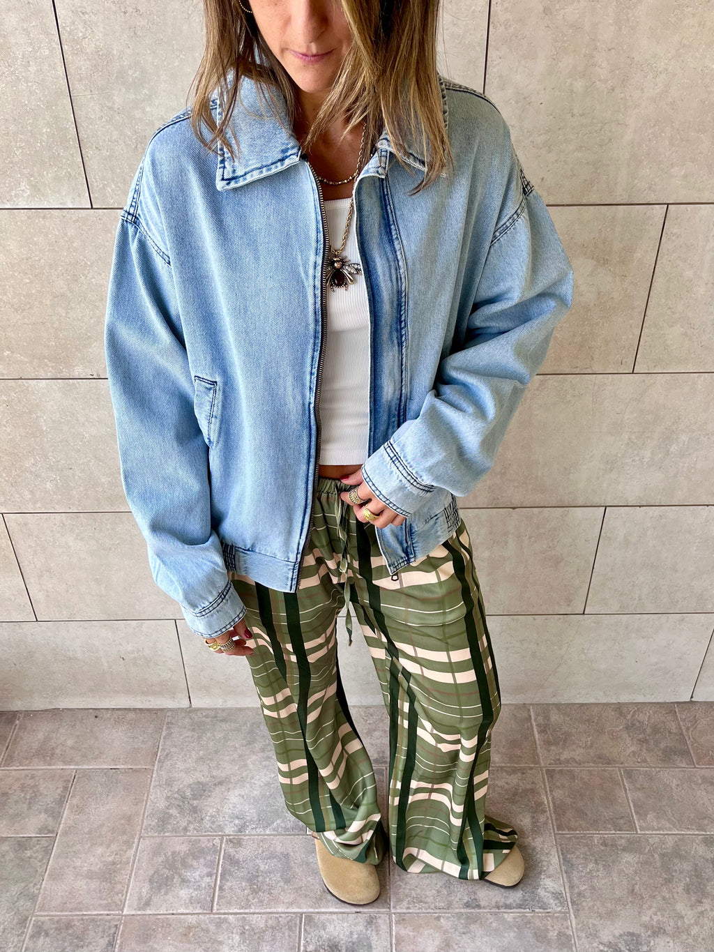 Frillu Denim Bomber Jacket