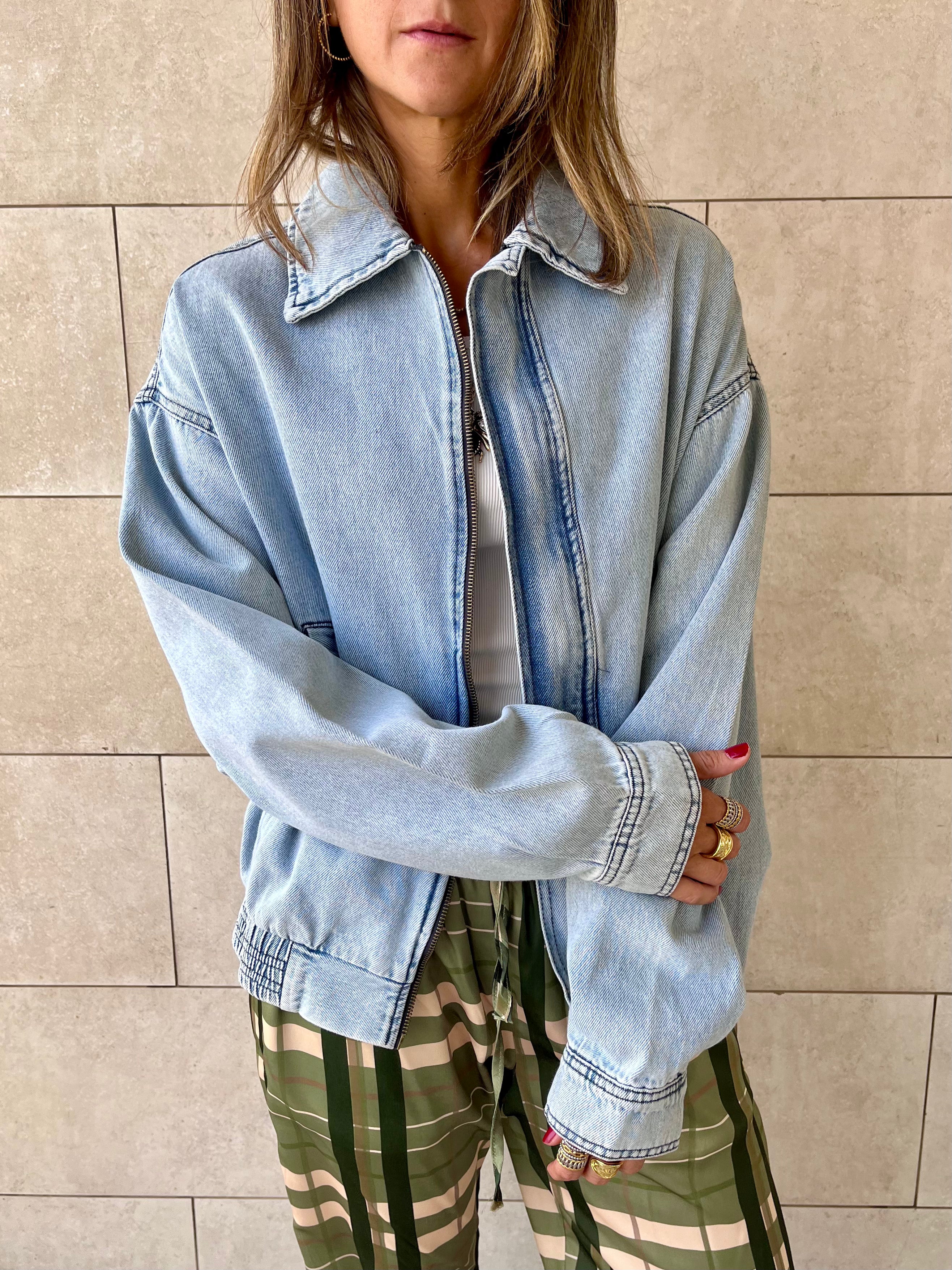 Frillu Denim Bomber Jacket