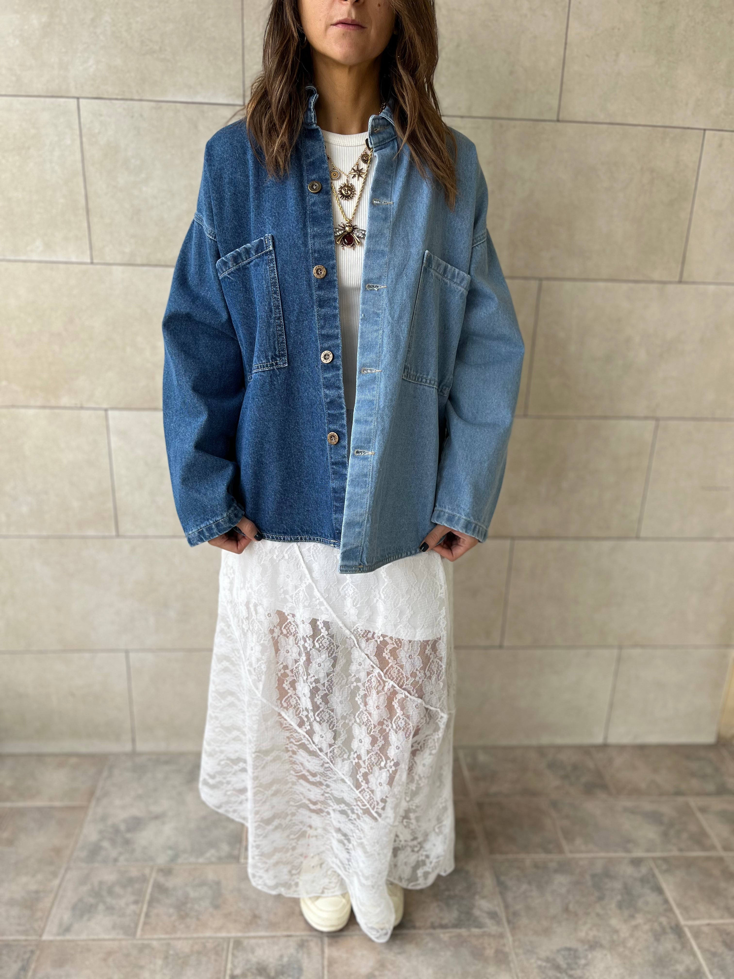 Blue Two Tone Denim Layer Shirt