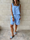 Baby Blue Morning Boy Shorts Set