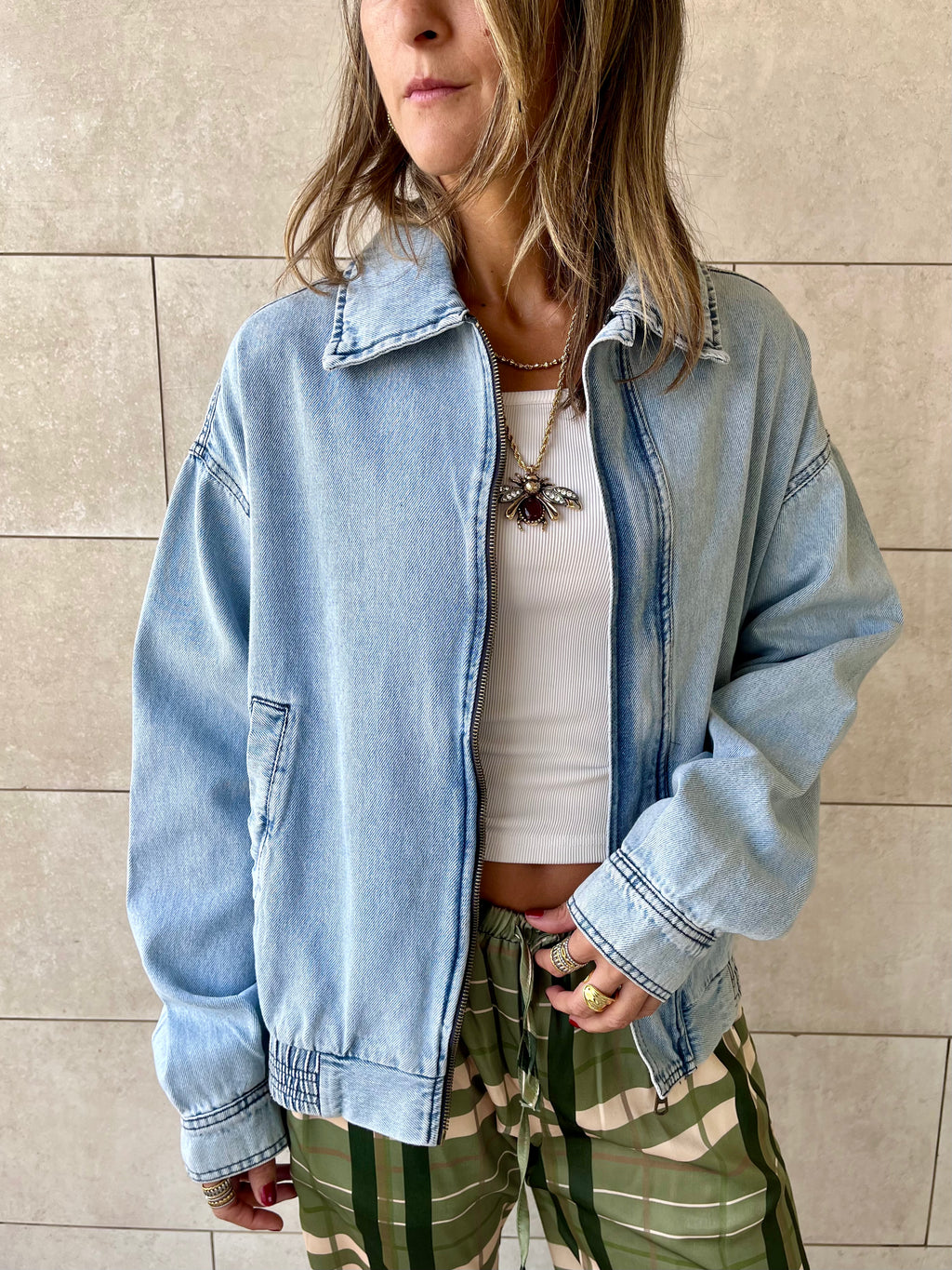 Frillu Denim Bomber Jacket