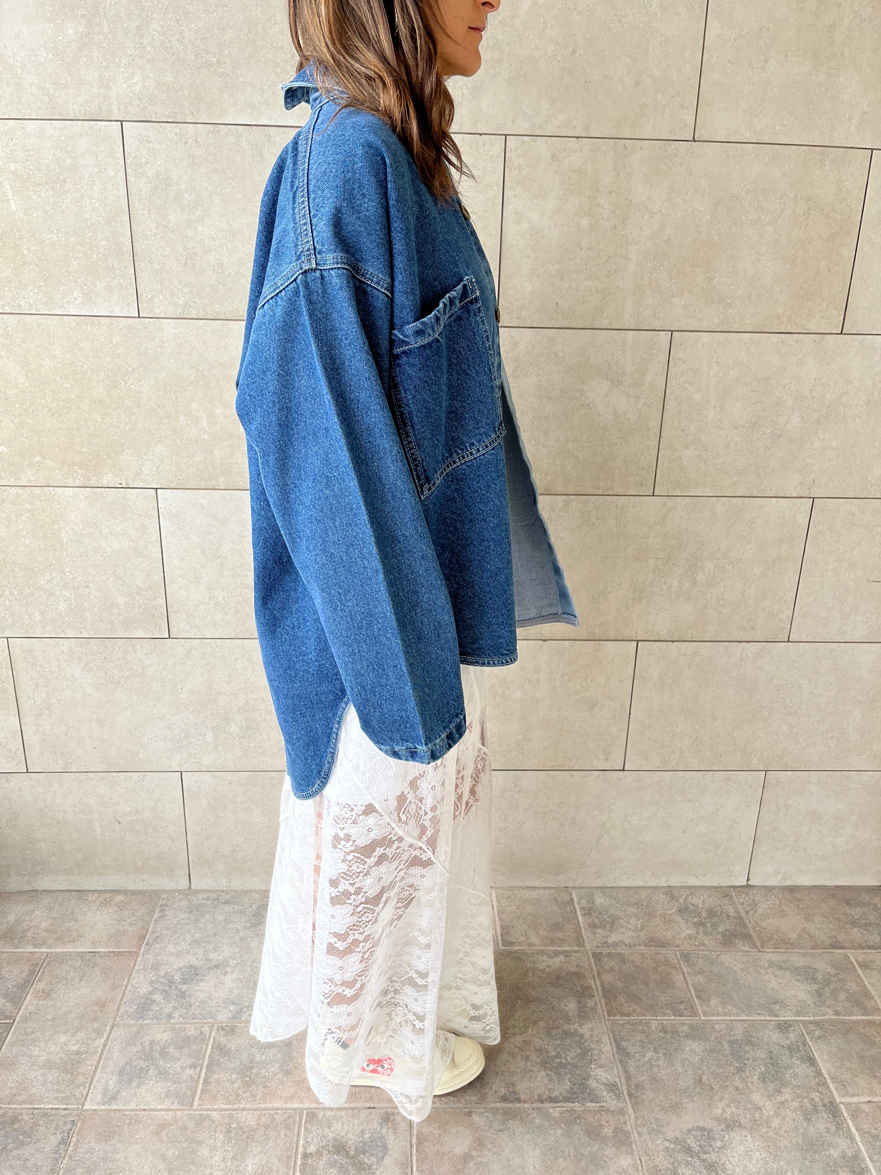 Blue Two Tone Denim Layer Shirt