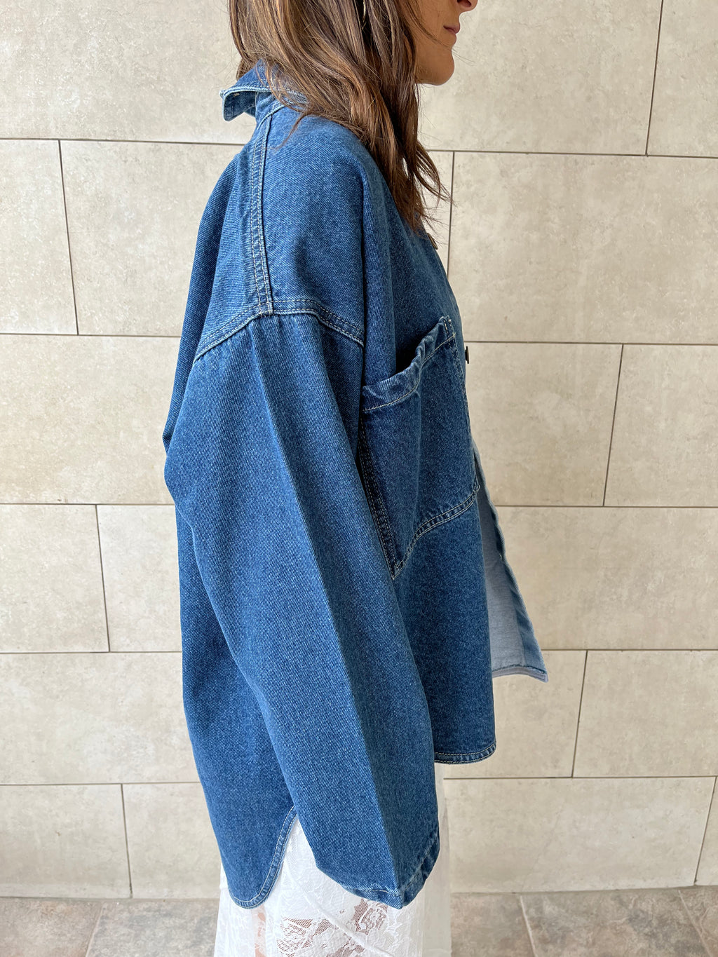 Blue Two Tone Denim Layer Shirt