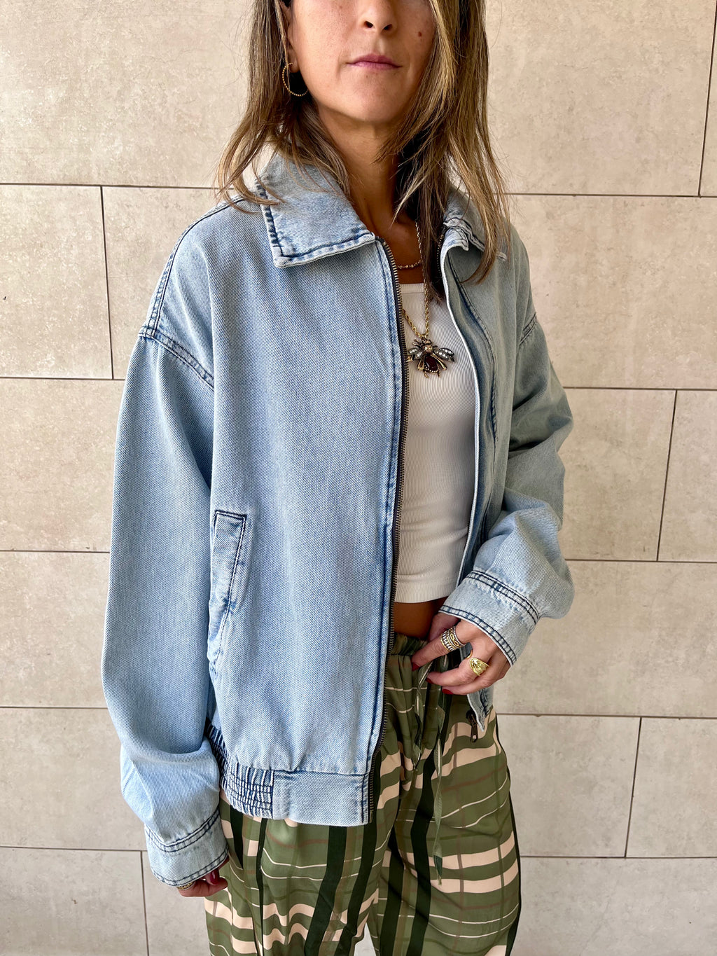 Frillu Denim Bomber Jacket