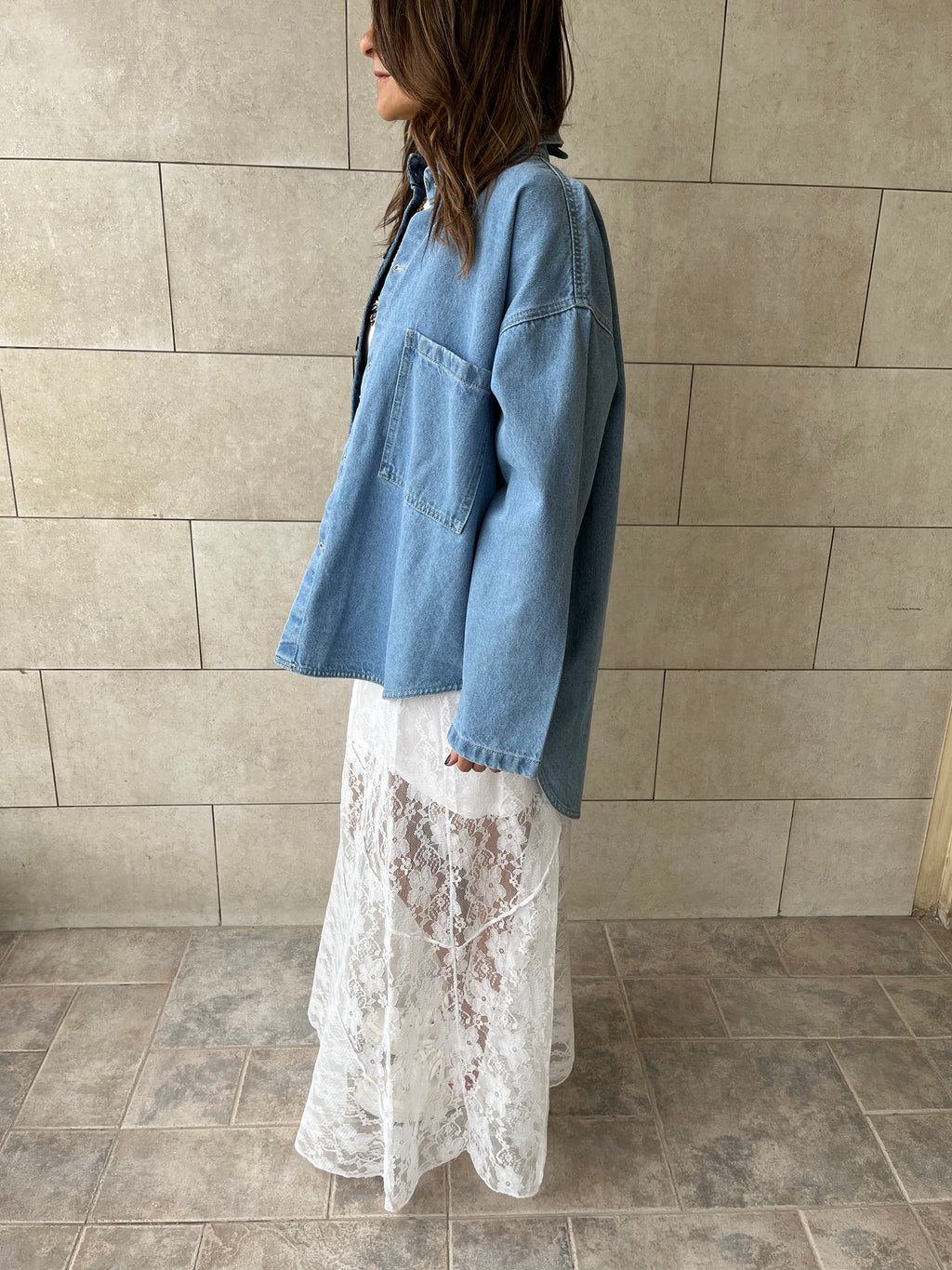 Blue Two Tone Denim Layer Shirt