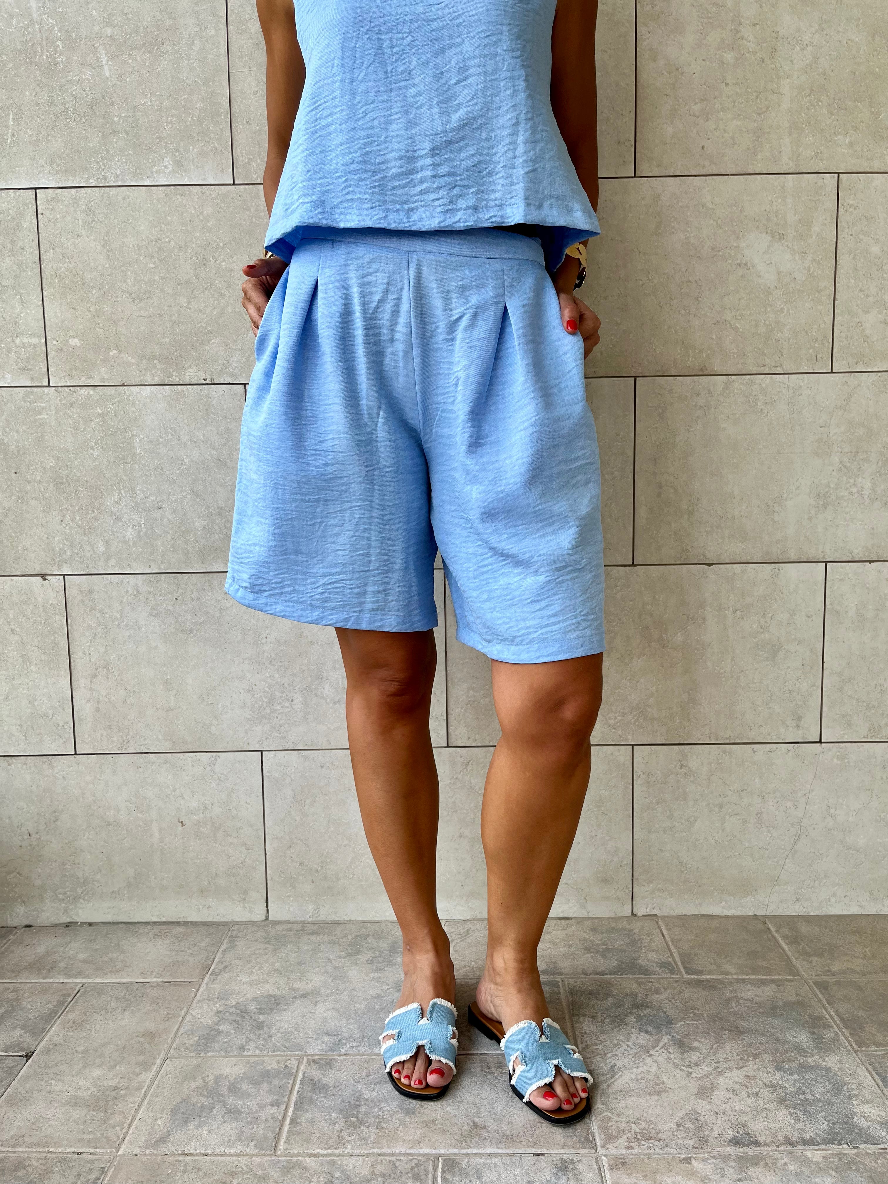 Baby Blue Morning Boy Shorts Set