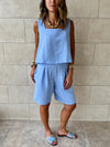 Baby Blue Morning Boy Shorts Set