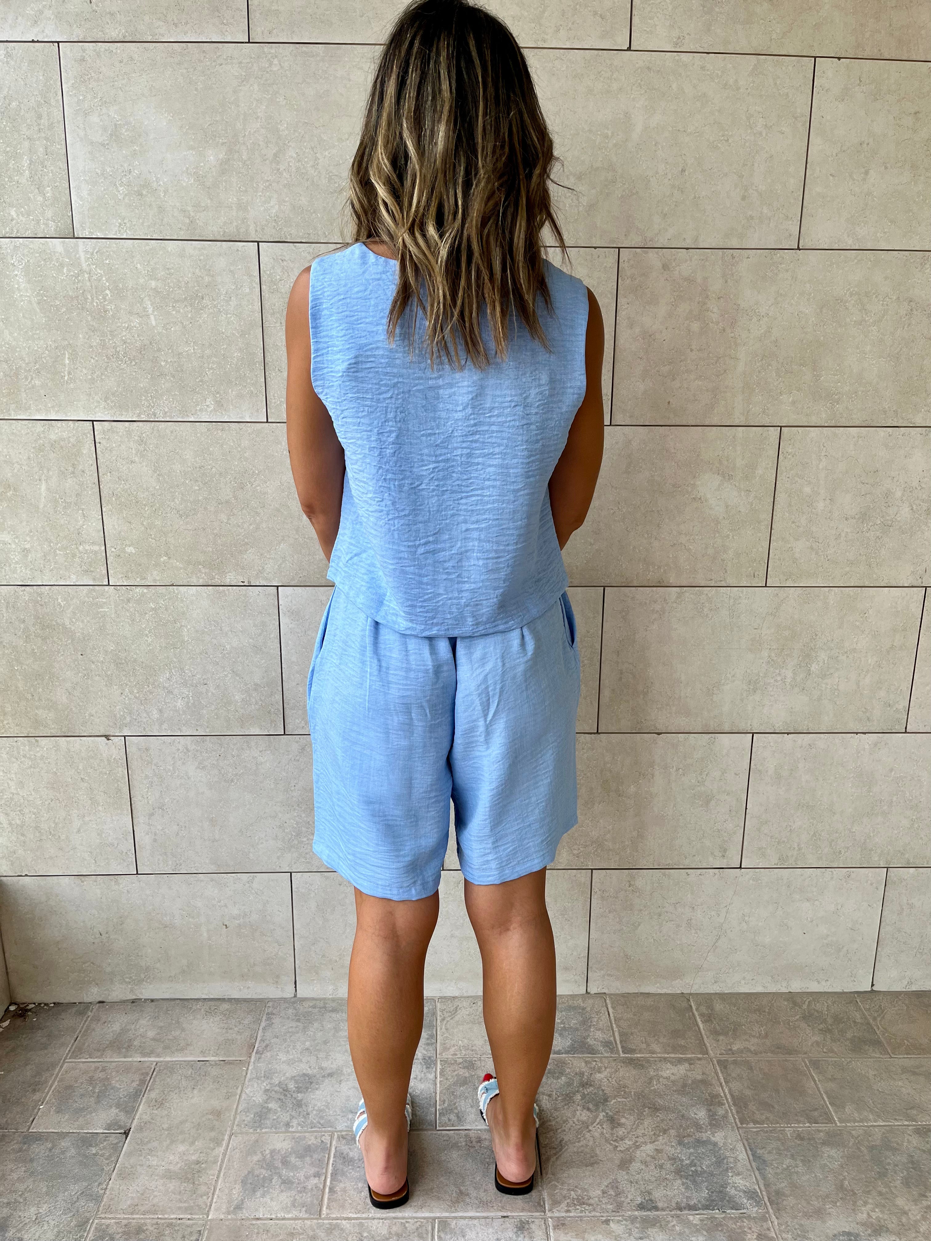 Baby Blue Morning Boy Shorts Set