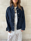 Navy Stitched Boxy Denim Jacket