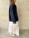 Navy Stitched Boxy Denim Jacket