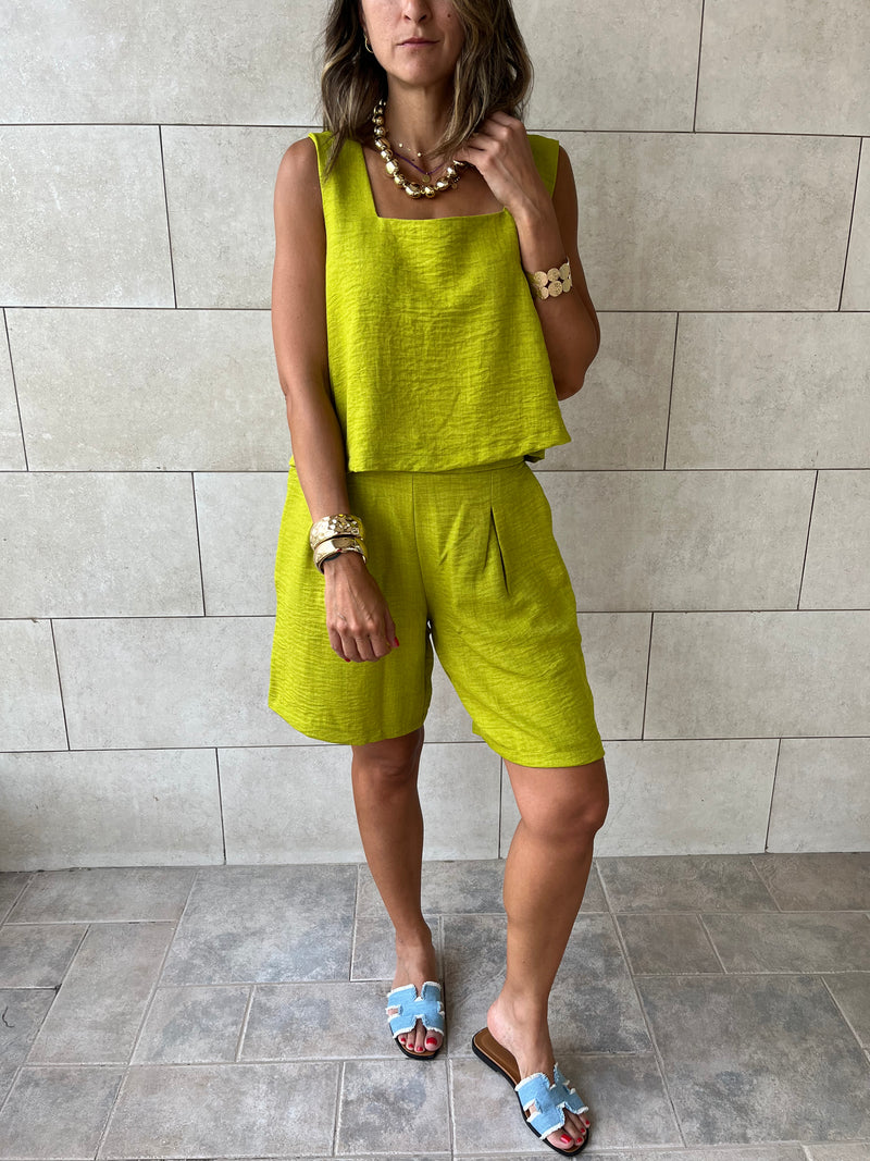Lime Morning Boy Shorts Set