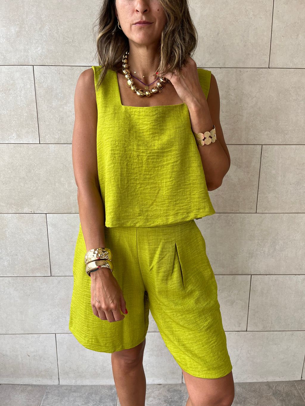 Lime Morning Boy Shorts Set