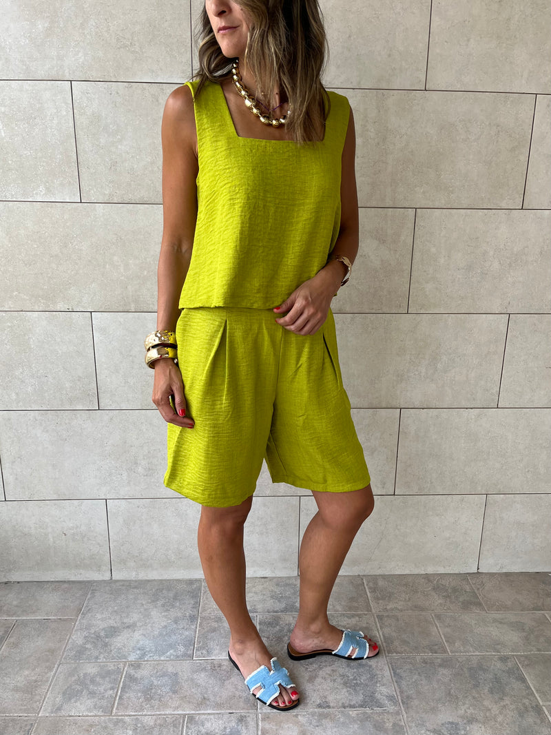 Lime Morning Boy Shorts Set