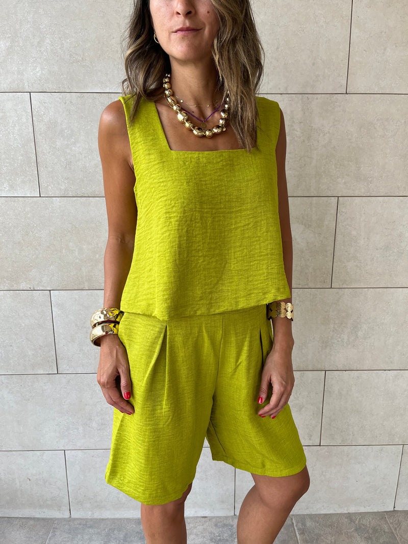 Lime Morning Boy Shorts Set