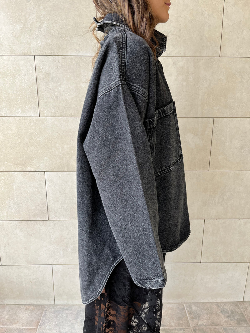 PREORDER Grey Two Tone Denim Layer Shirt