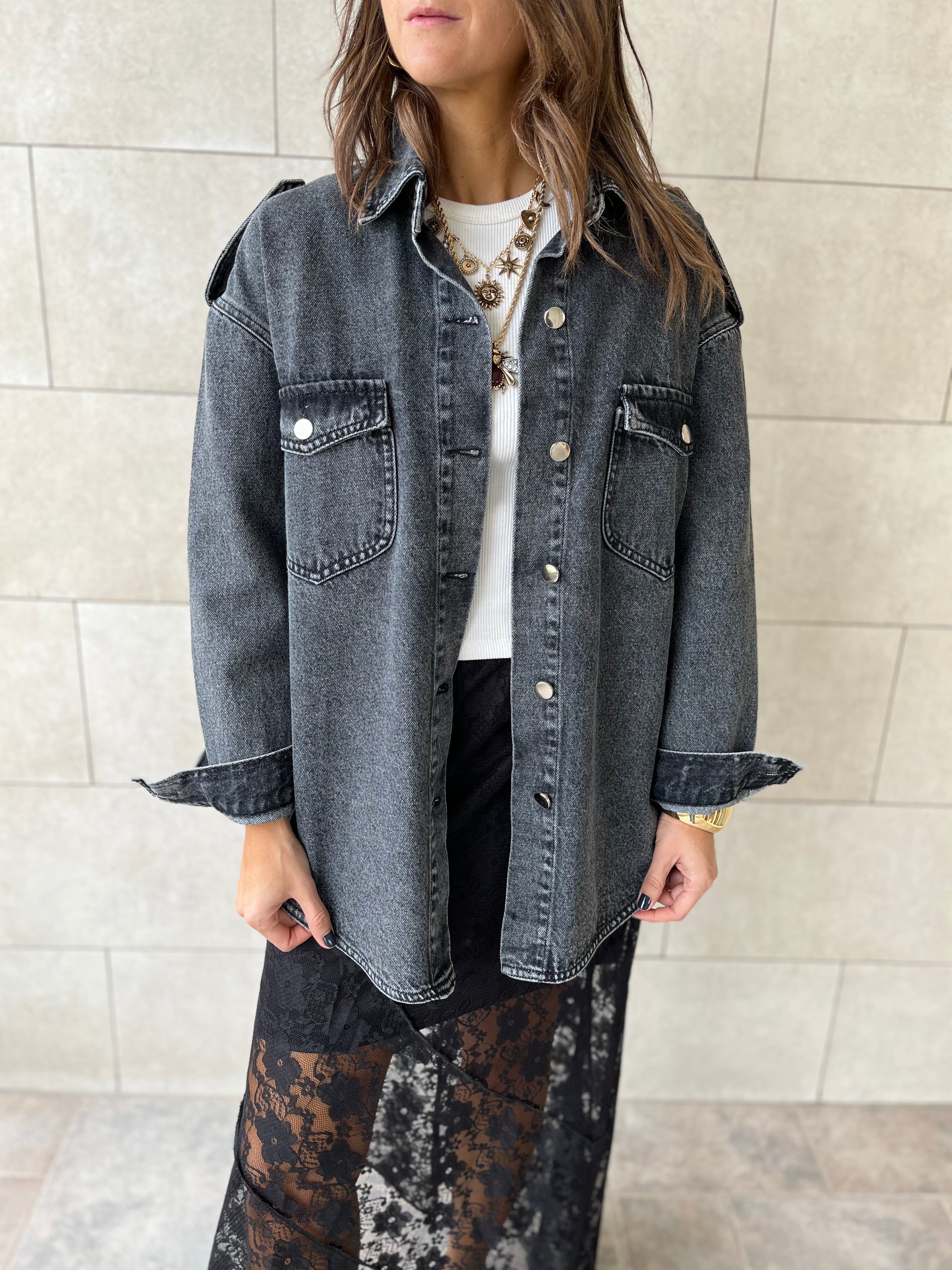 Grey Denim Utility Shirt