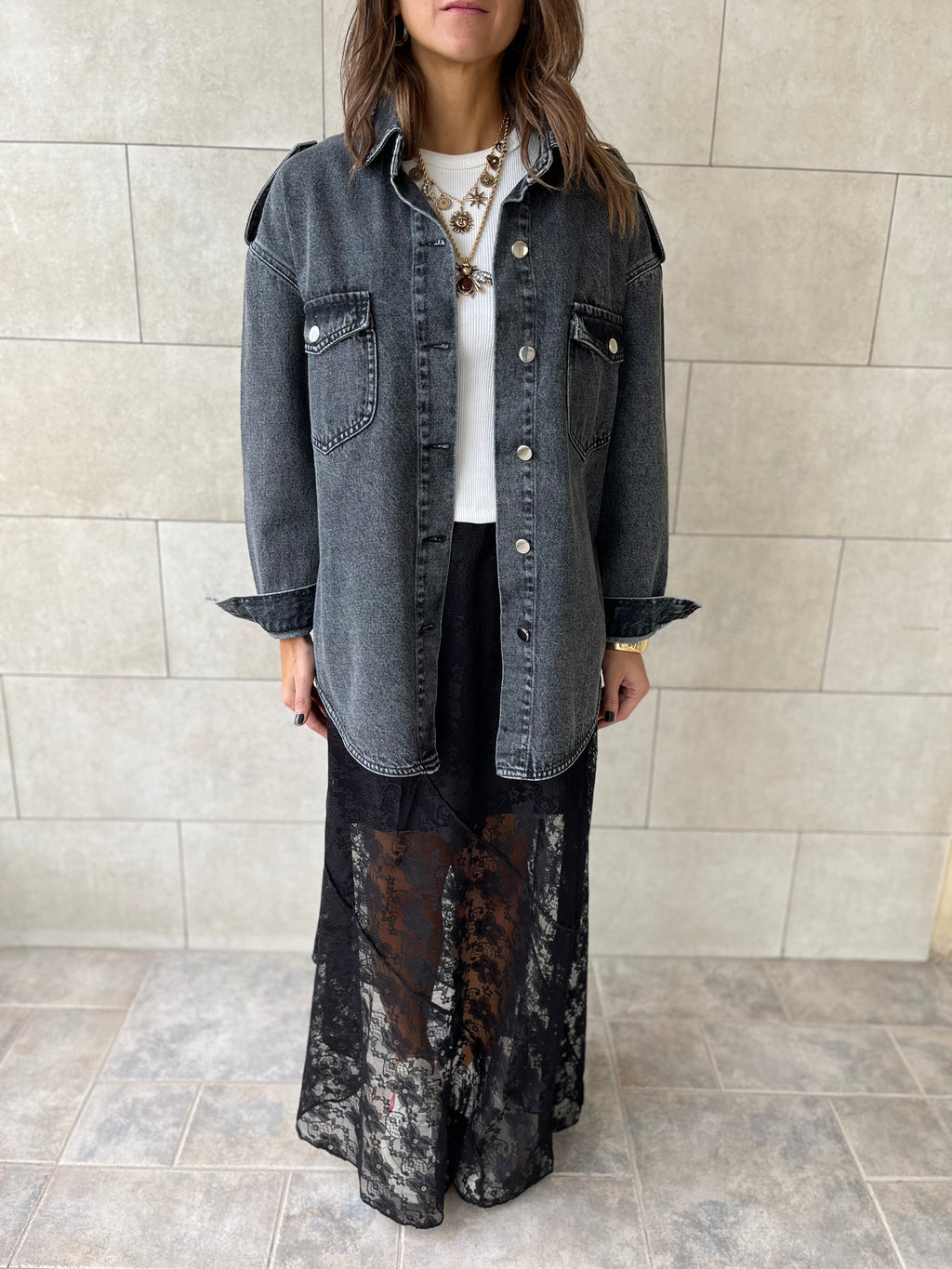 Grey Denim Utility Shirt